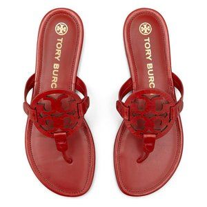 NIB Tory Burch Miller Leather Thong Sandals POINSETTIA RED US 7 7.5 8 AUTHENTIC